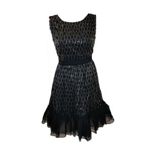 Red Valentino Black and Silver Beaded Tulle Dress